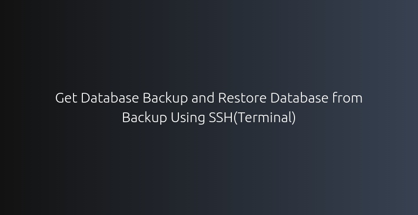 Get Database Backup And Restore Database From Backup Using SSH(Terminal ...