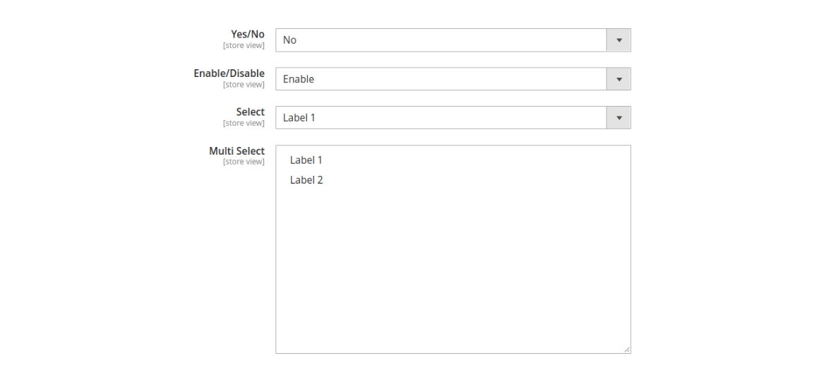 How to Add Custom Select/MultiSelect Options on Store Configuration in Magento 2
